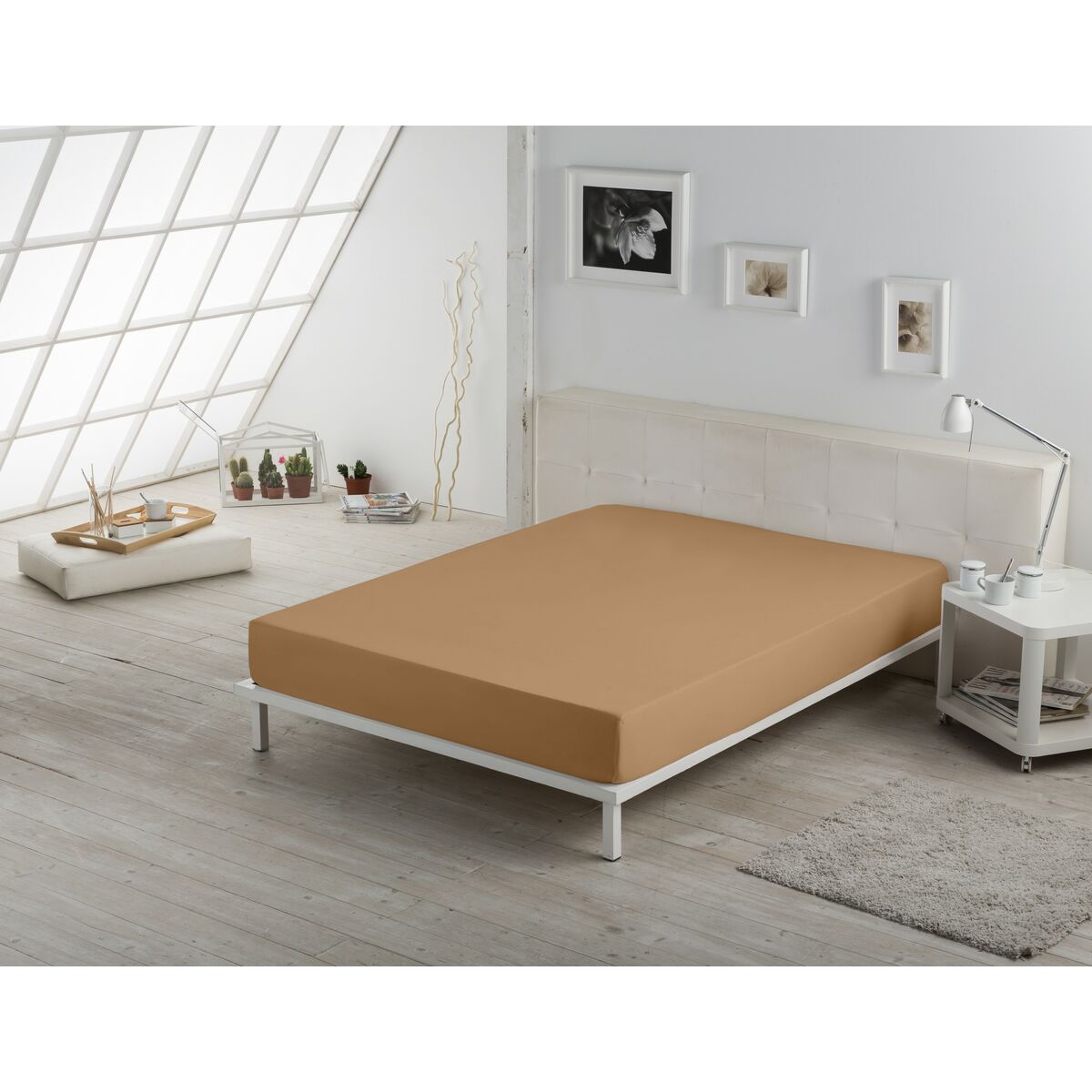 Fitted bottom sheet Alexandra House Living Brown 160 x 200 cm-4