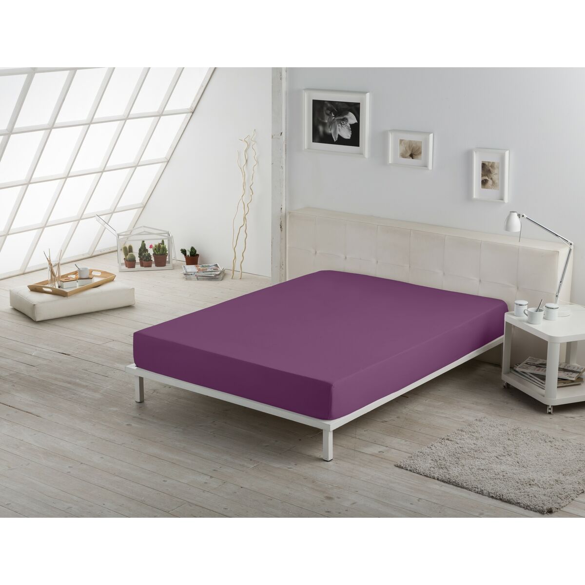 Fitted Bottom Sheet Alexandra House Living Purple Aubergine 180 x 200 cm-4