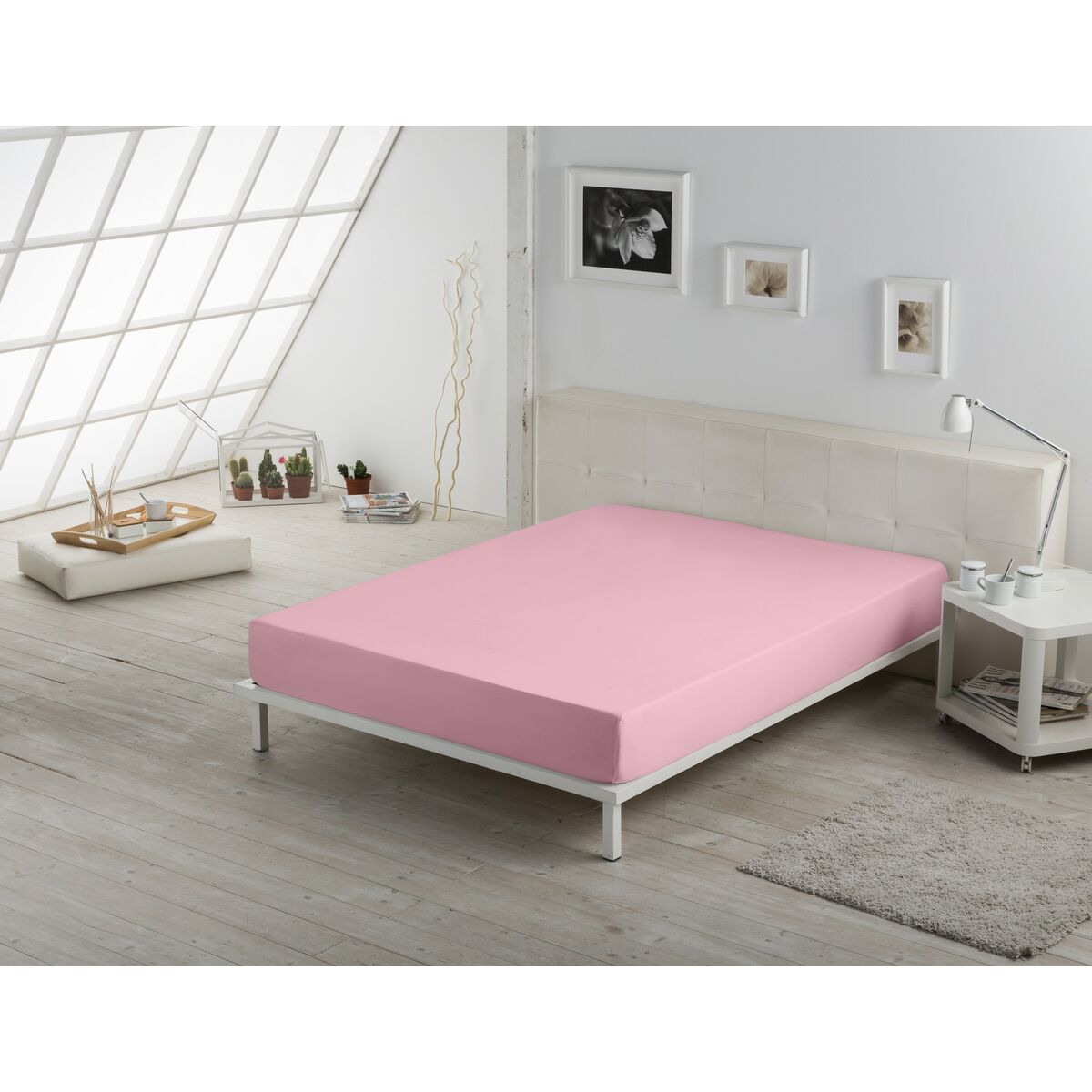 Alexandra House Living Fitted Bottom Sheet Pink 180 x 190/200 cm-4