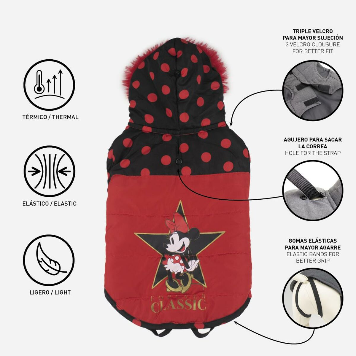 Пальто для собак Minnie Mouse Чёрный Красный S-2