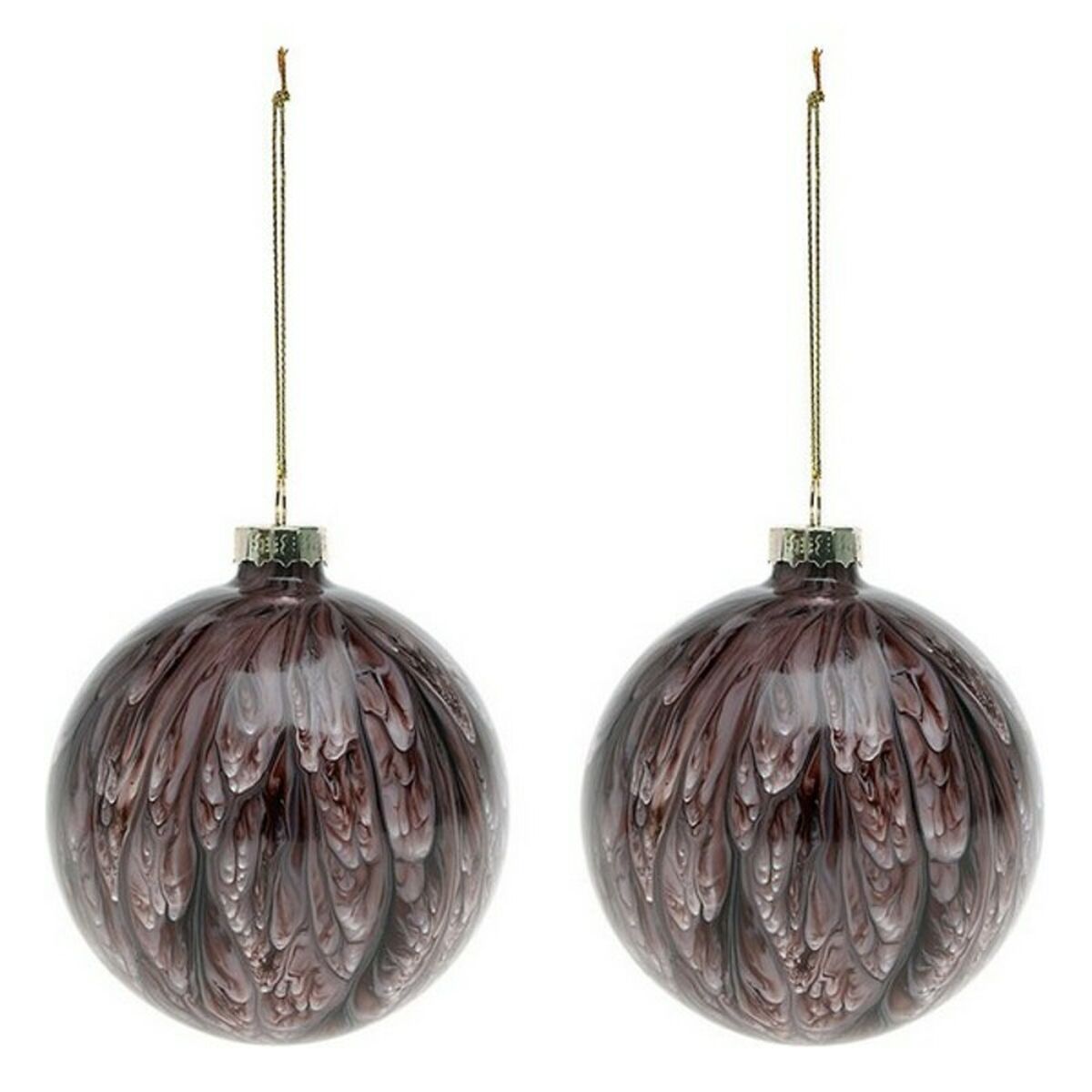 Ёлочные шарики (2 pcs) 113572 Коричневый Красный 8 cm (2 штук)-2