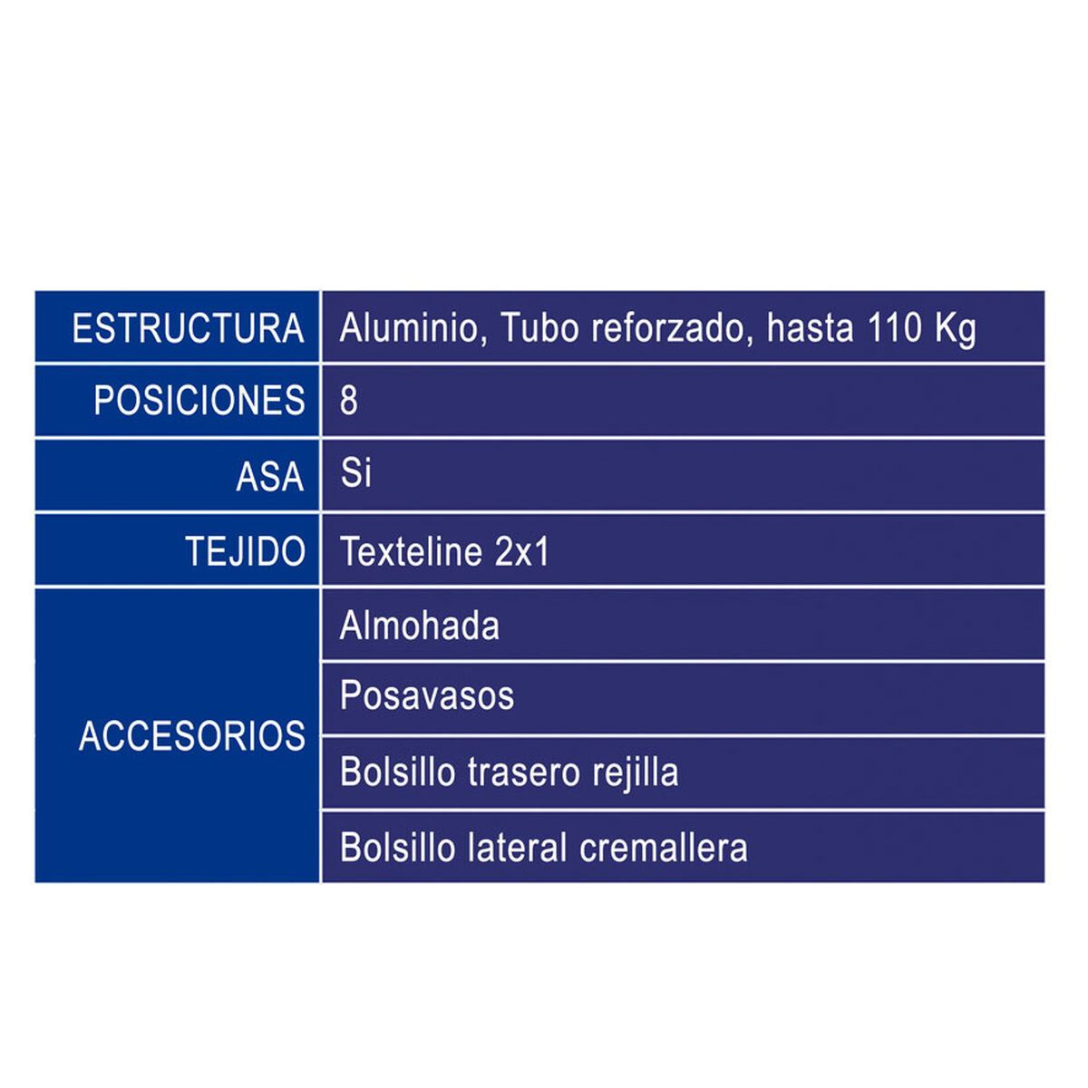 Пляжный стул Синий 87 x 51 x 23 cm-2