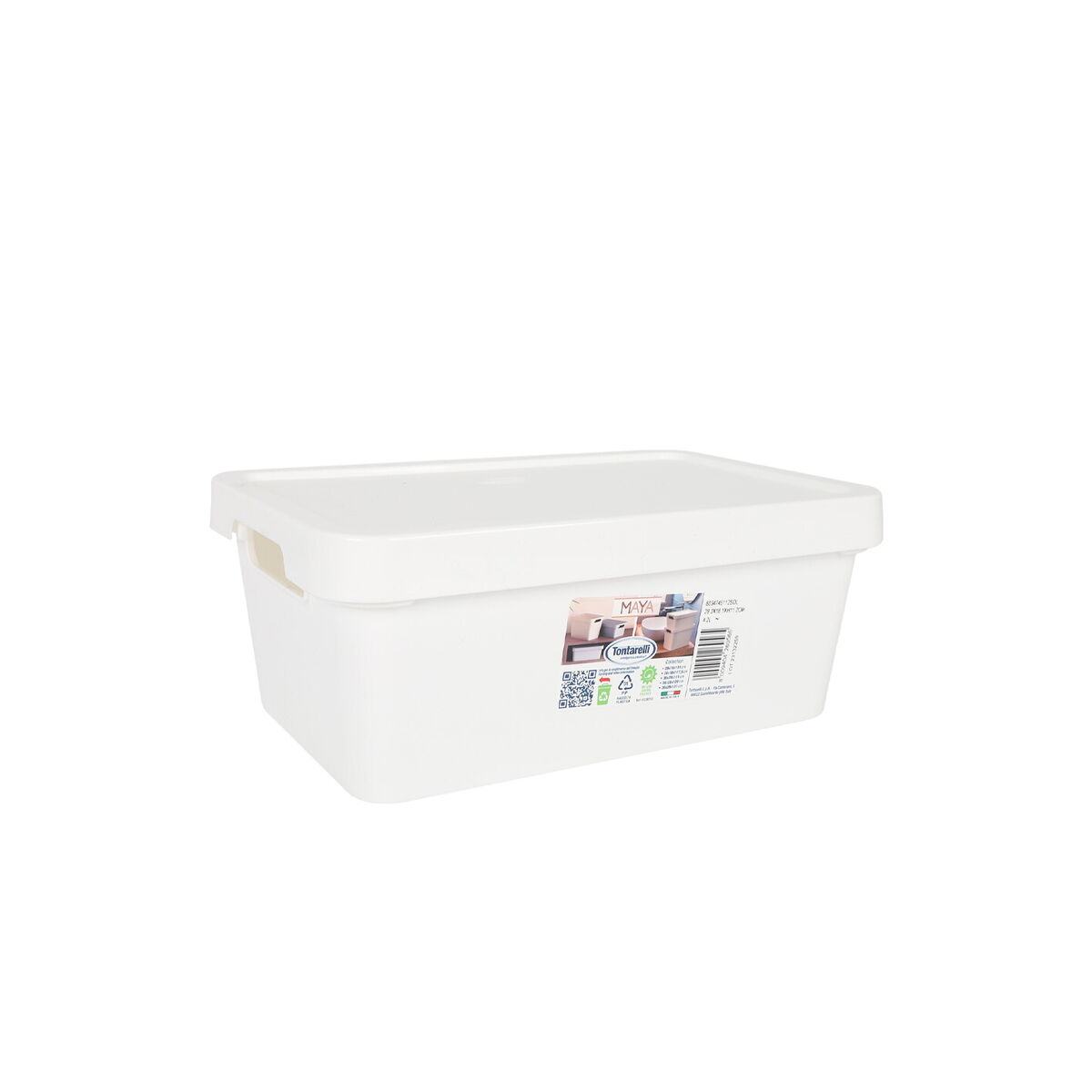 Contêiner de armazenamento com tampa Tontarelli Maya Branco 4,2 L 28 x 18 x 11,2 cm (12 peças)-2