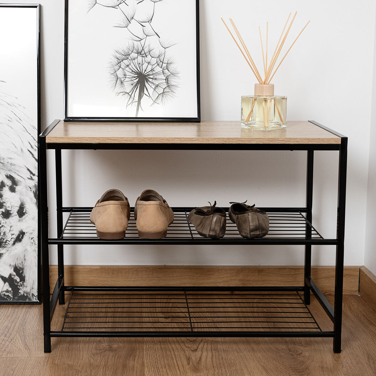 Shoe stand Vinthera Moa Steel Black 60 x 30 x 44.5 cm-2
