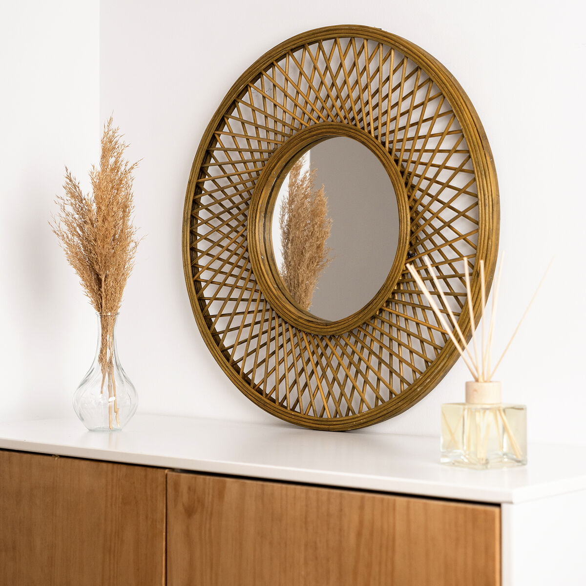 Настенное зеркало Vinthera Moa ротанг Натуральный 59 cm (4 штук)-4