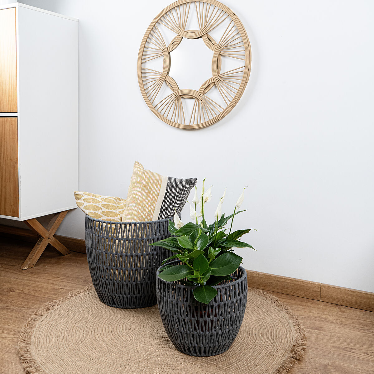 Набор корзин Vinthera Moa Хлопок Металл 2 Предметы Серый-4