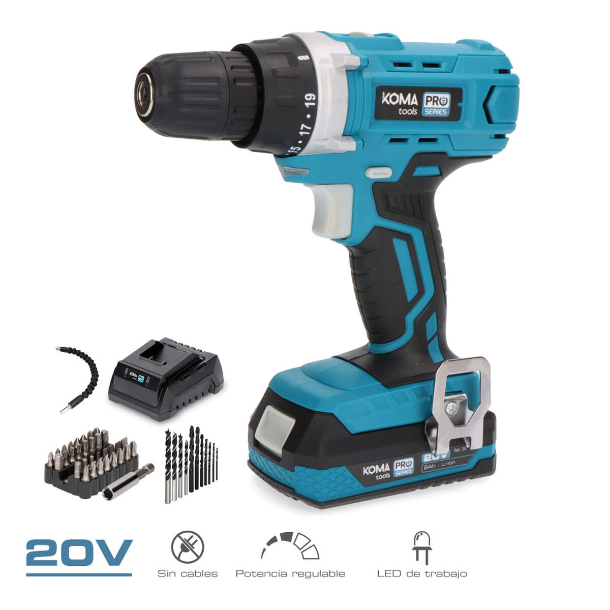 Koma Tools Pro Series Drill Set and Accessories Screwdriver 40 Items-2