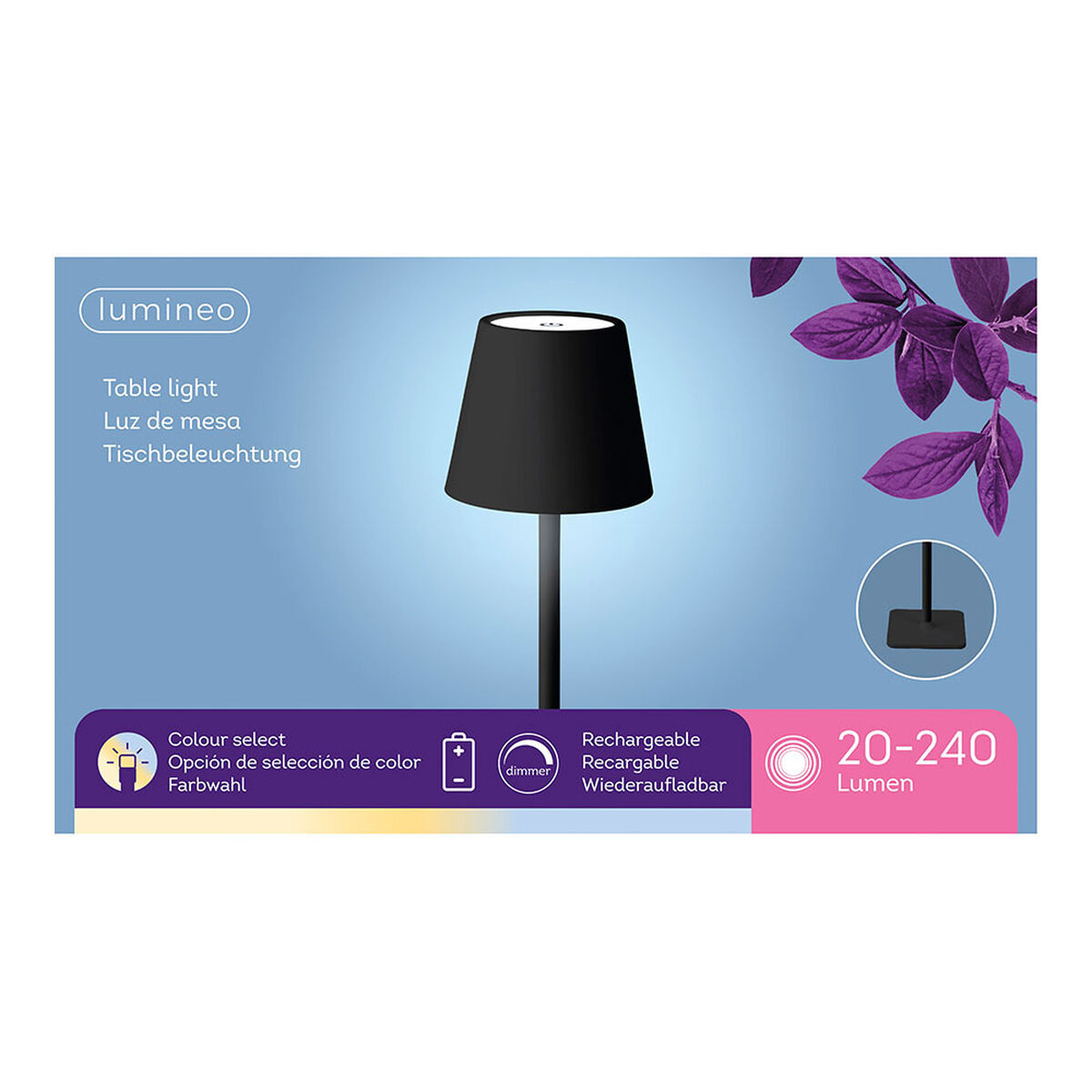 LED Tischleuchte Lumineo 894376 schwarz Metall 17 cm Ladegerät-2