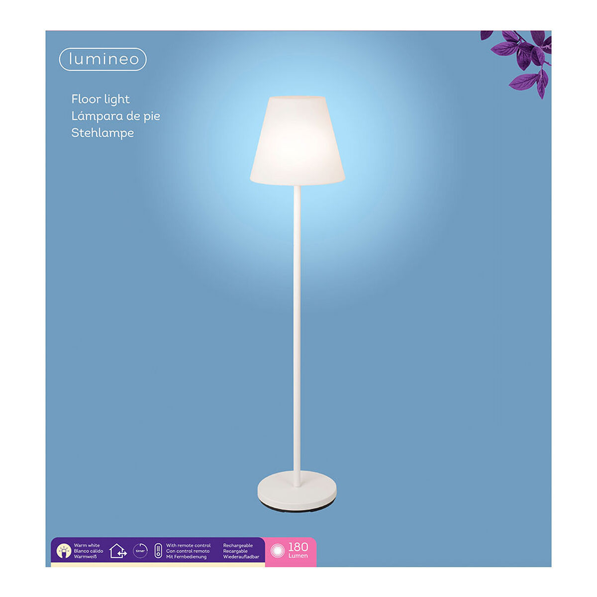 Lámpara al aire libre Lumineo 894460 Cargador blanco de 150 cm-2
