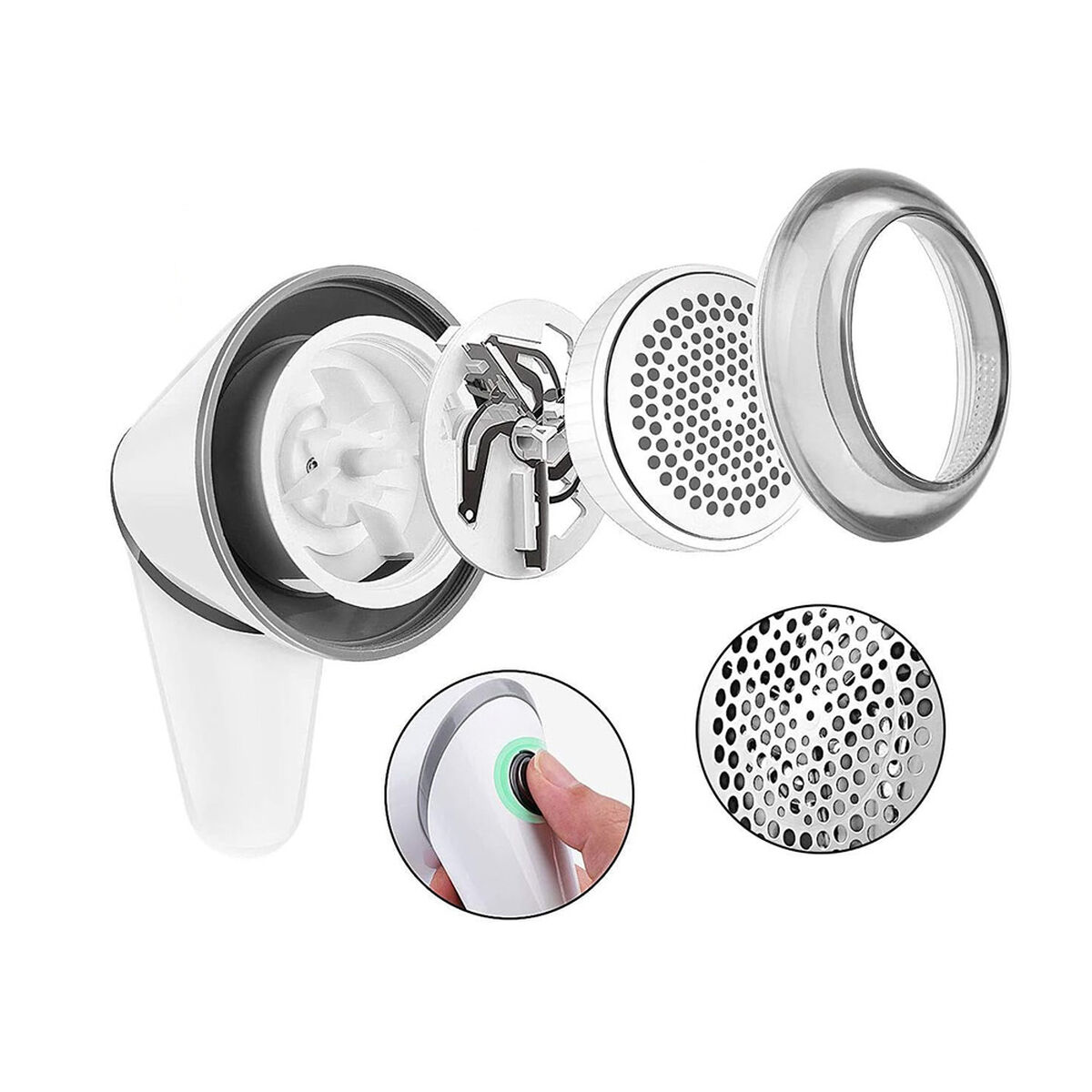 Аккумуляторное электрическое устройство для удаления катышков EDM 07797 Белый-3