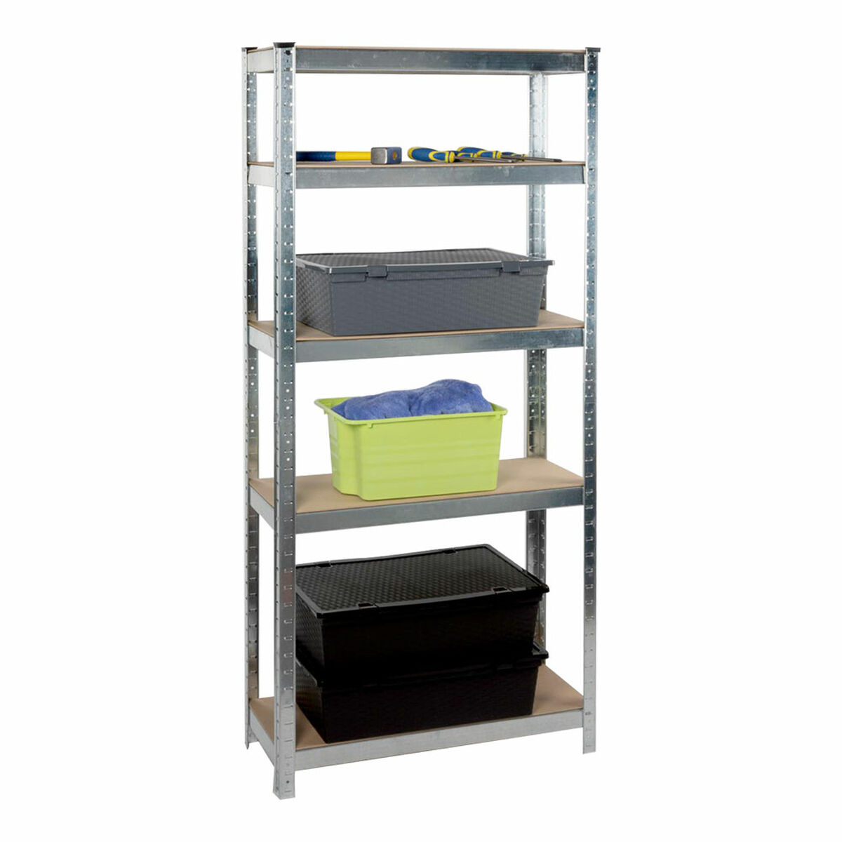Étagère en acier inoxydable en bois Kinzo 5 étagères 750 kg 75 x 30 x 172 cm-5