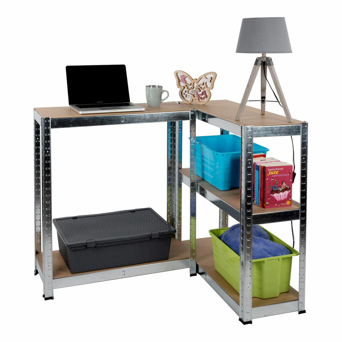 Étagère en acier inoxydable en bois Kinzo 5 étagères 750 kg 75 x 30 x 172 cm-8