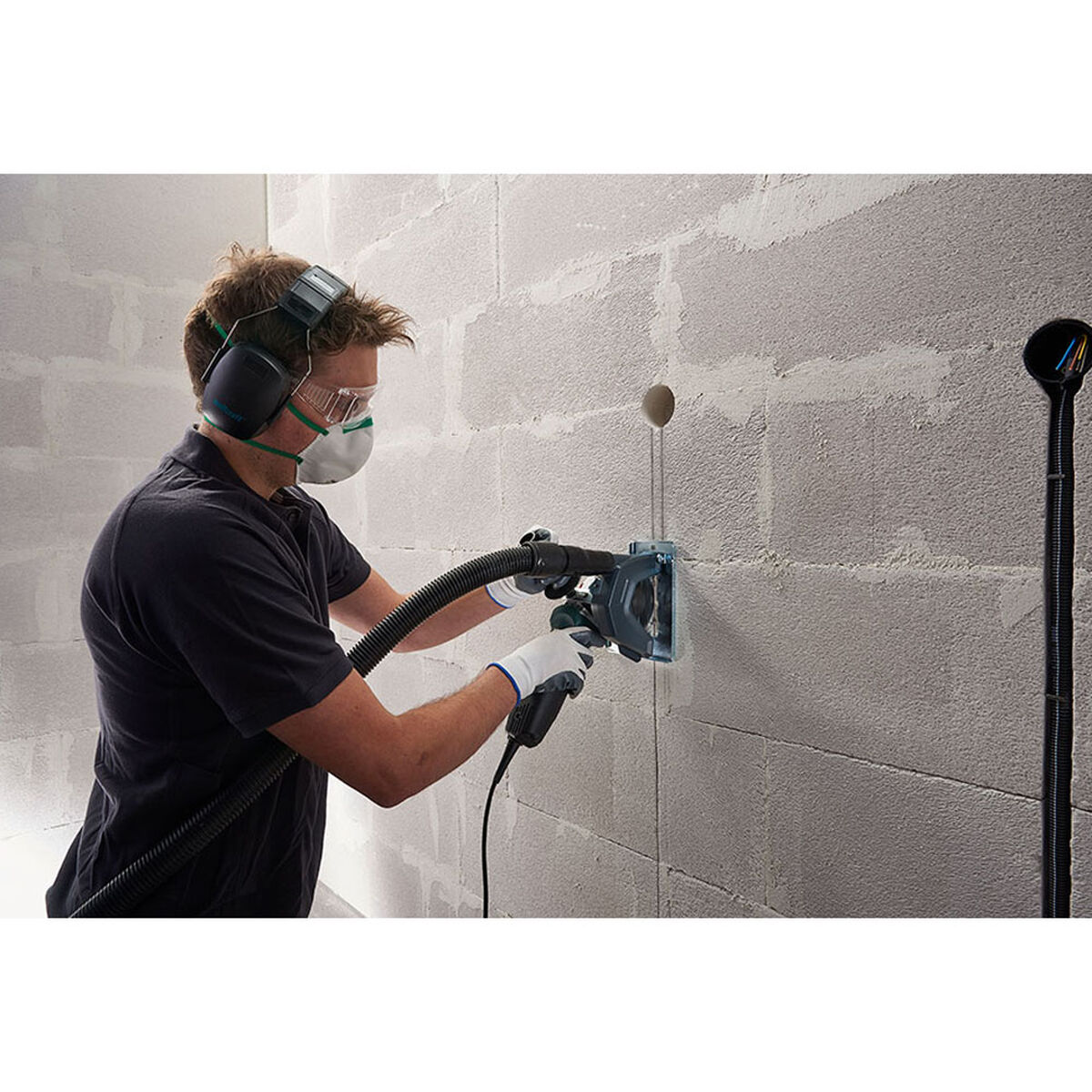 Support for dust aspiration guide and guide for Wolfcraft 5017000 angle grinder-7