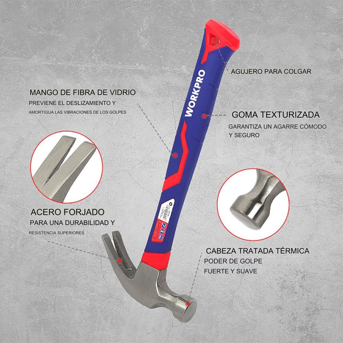 Молоток Workpro 225 g Плотницкие работы-8