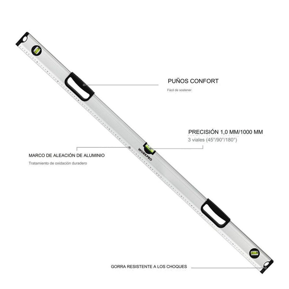 Рівень бульбашок Workpro Алюміній 100 cm-7