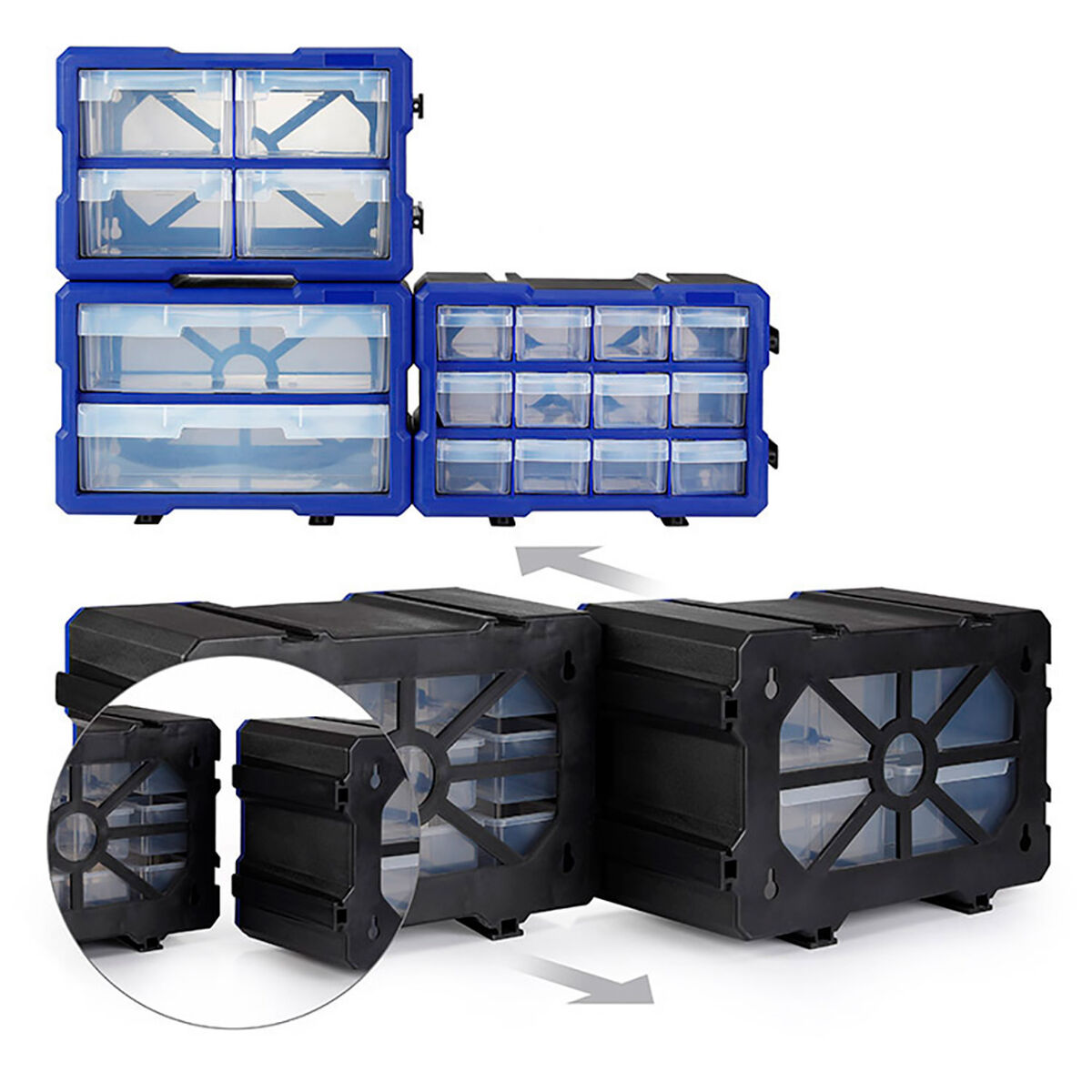 Çok fonksiyonlu göğüs Workpro Şeffaf 12 çekmeceli İstiflenebilir-5