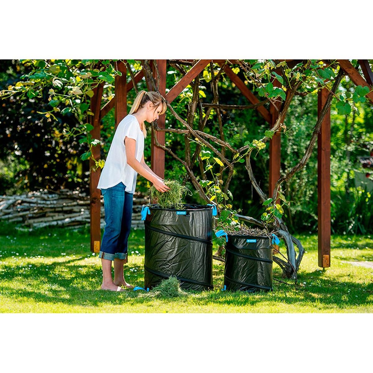 Bolsa de basura de jardín Cellfast Pop Up Nylon Acero 56 x 56 x 70 cm Plegable-3
