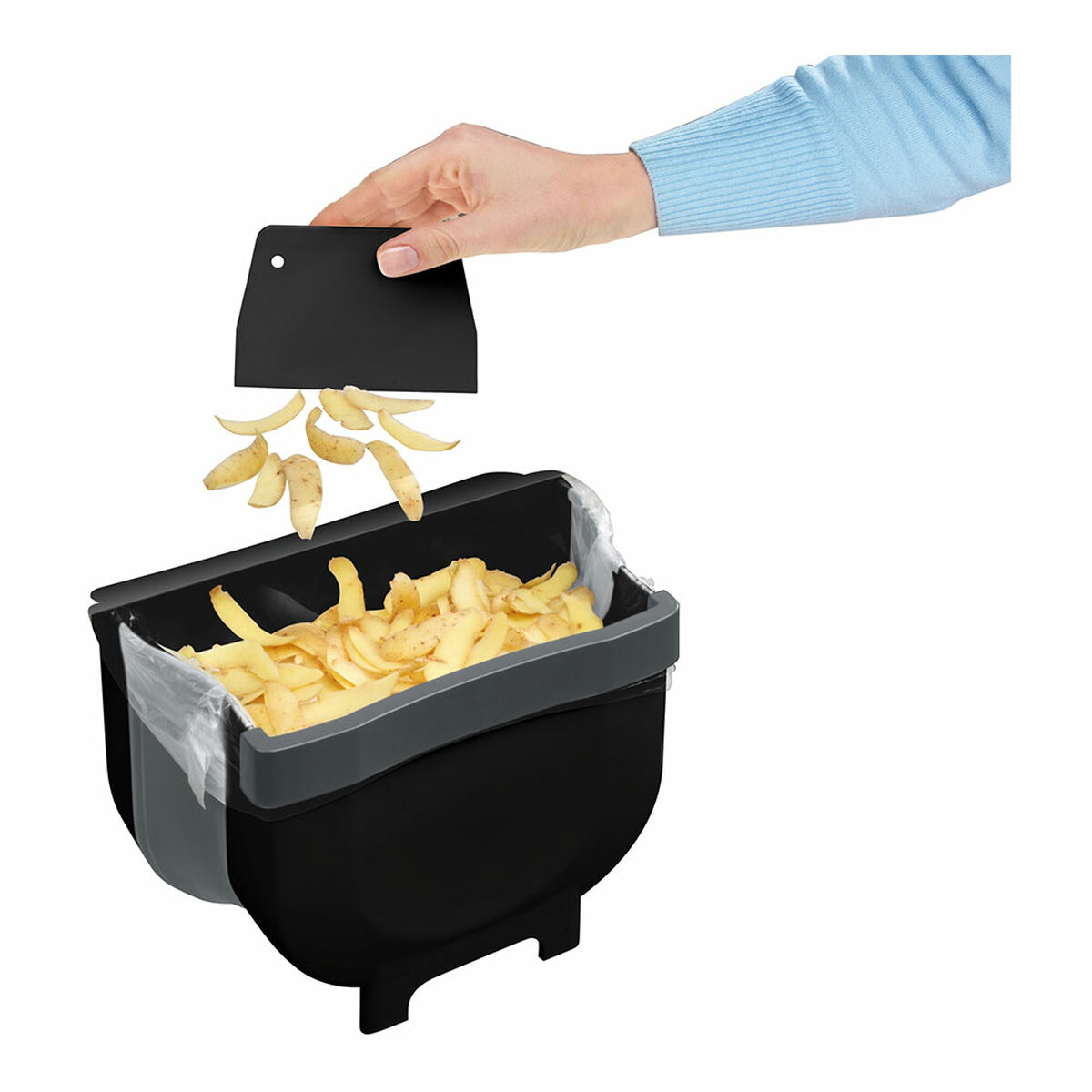 Мусорное ведро для двери шкафа Wenko Fago 55028100 5 L Чёрный Складной-3