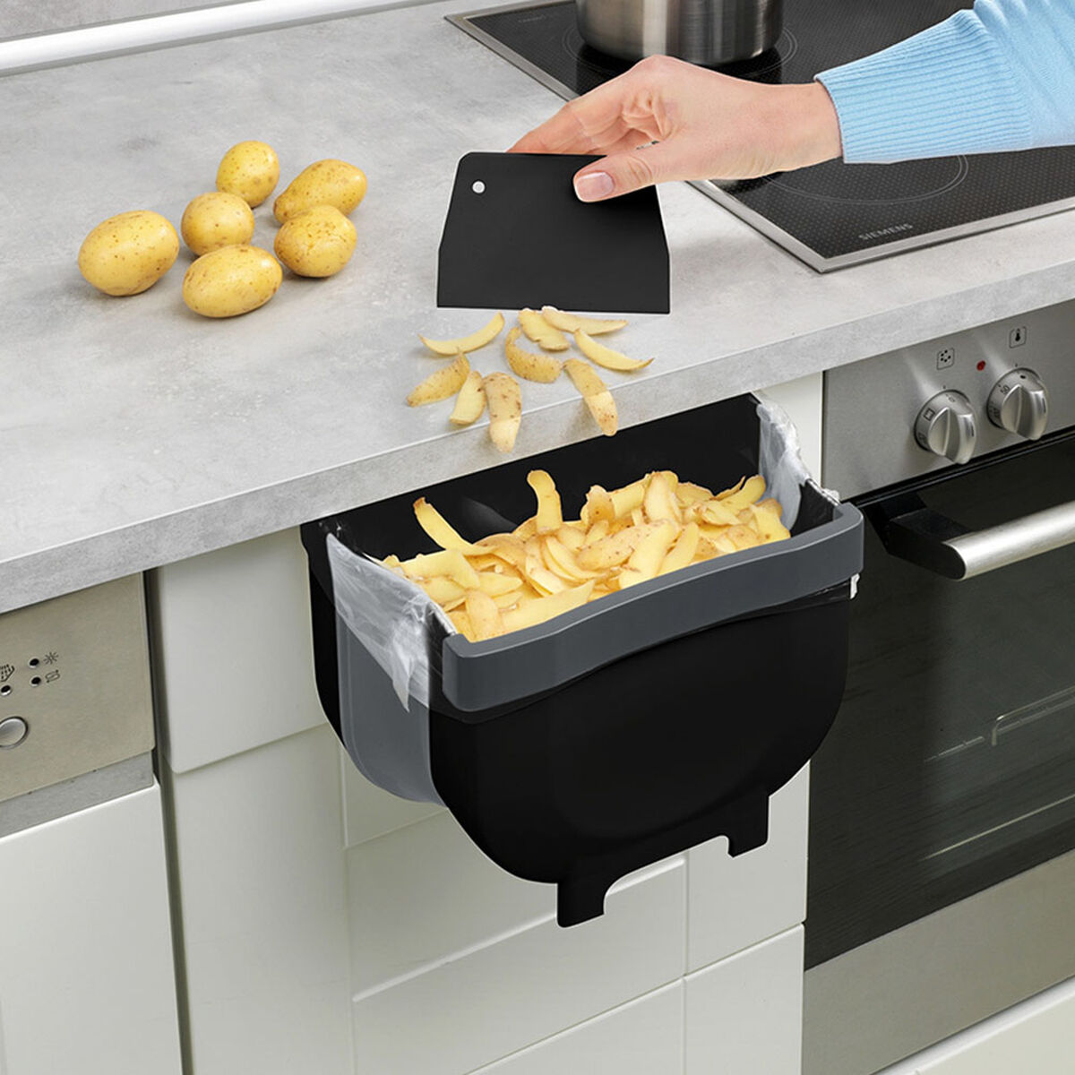 Мусорное ведро для двери шкафа Wenko Fago 55028100 5 L Чёрный Складной-5