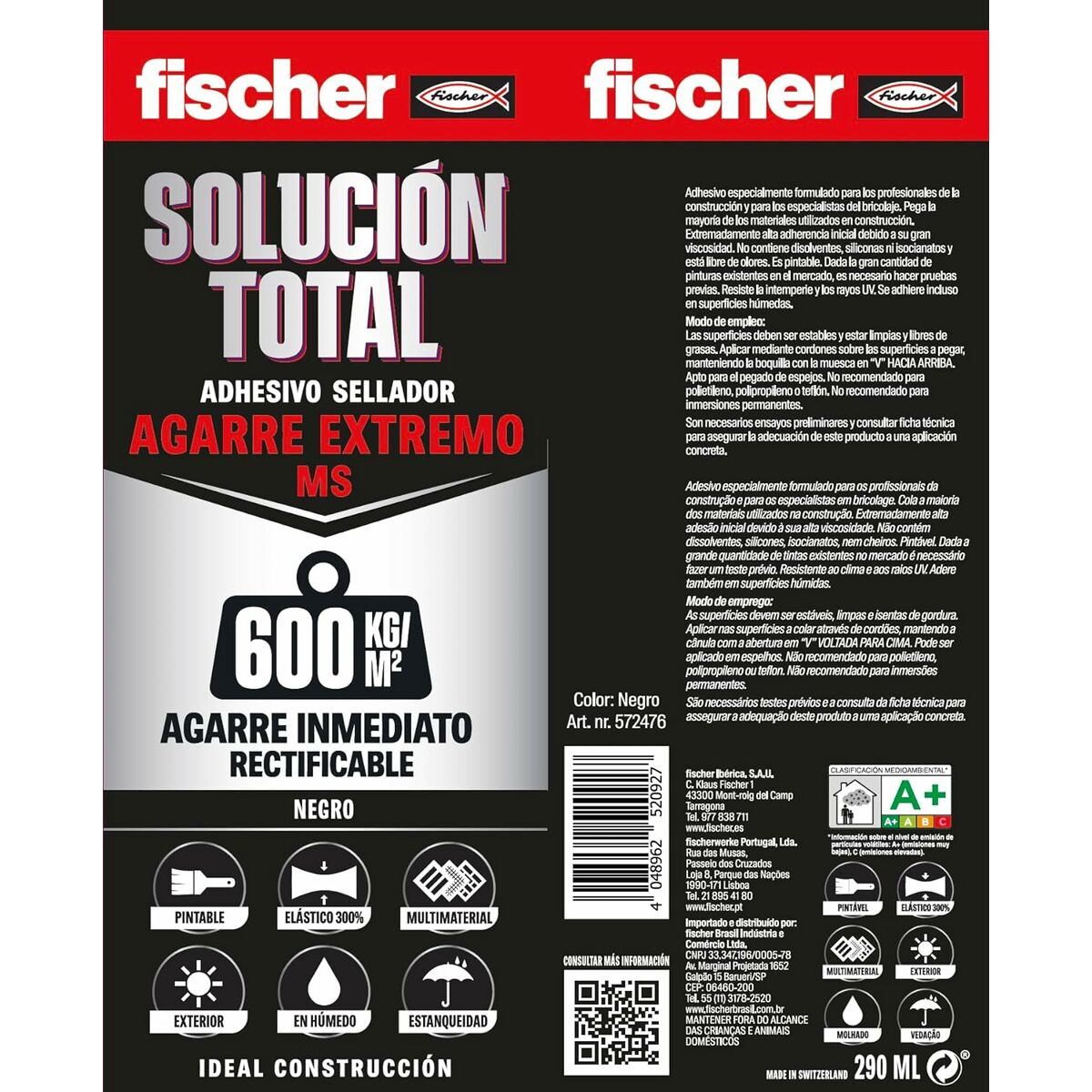 Sealant/Glue Fischer Solución Total 572475 White 290 ml Super strong-3