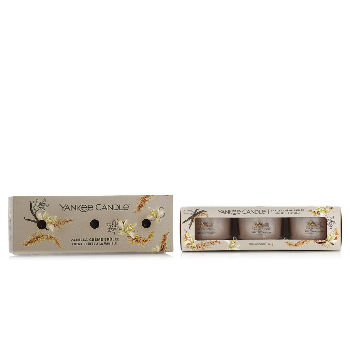 Conjunto de velas perfumadas Yankee Candle Vanilla Creme Brêlé 37 g 3 peças-2