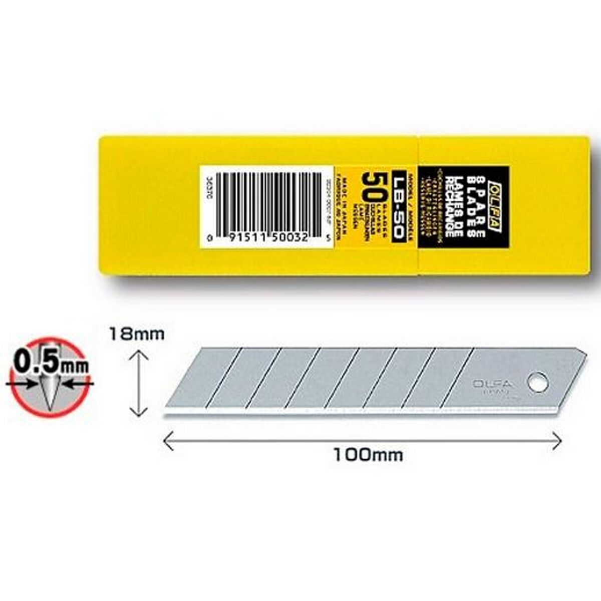 Лезвие ножевое Olfa Делимый Pезак 50 штук 100 x 18 mm-2