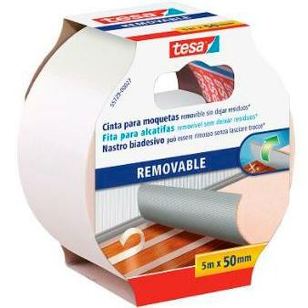 Fita de fita bilateral TESA tapete Autodeclarável Branco 50 mm x 5 m (6 mil)-2