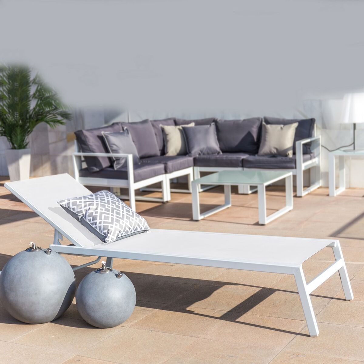 Шезлонг Thais Белый 199 x 61 x 30 cm-2