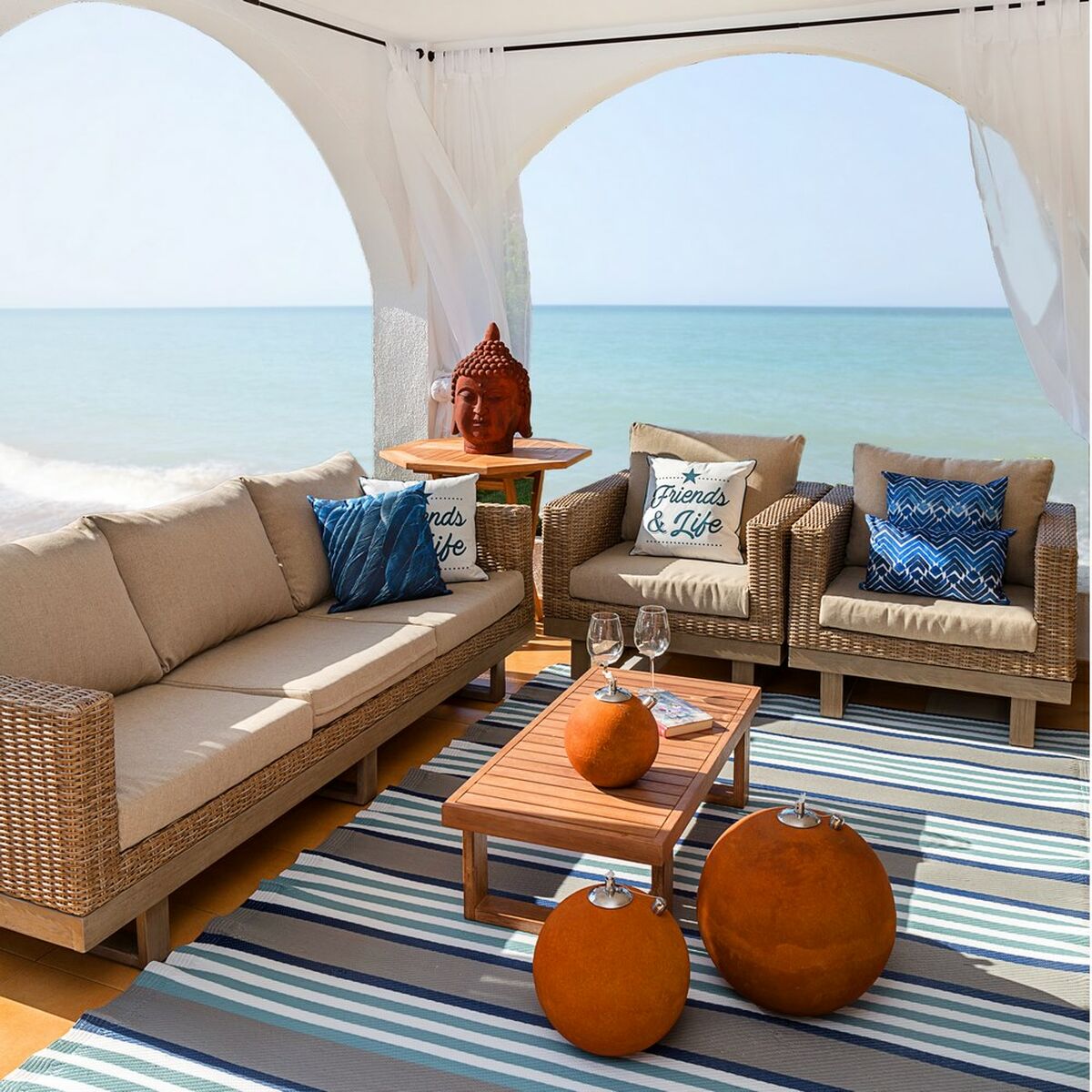 Садовый диван Patsy 88 x 89 x 64,50 cm Деревянный ротанг-3