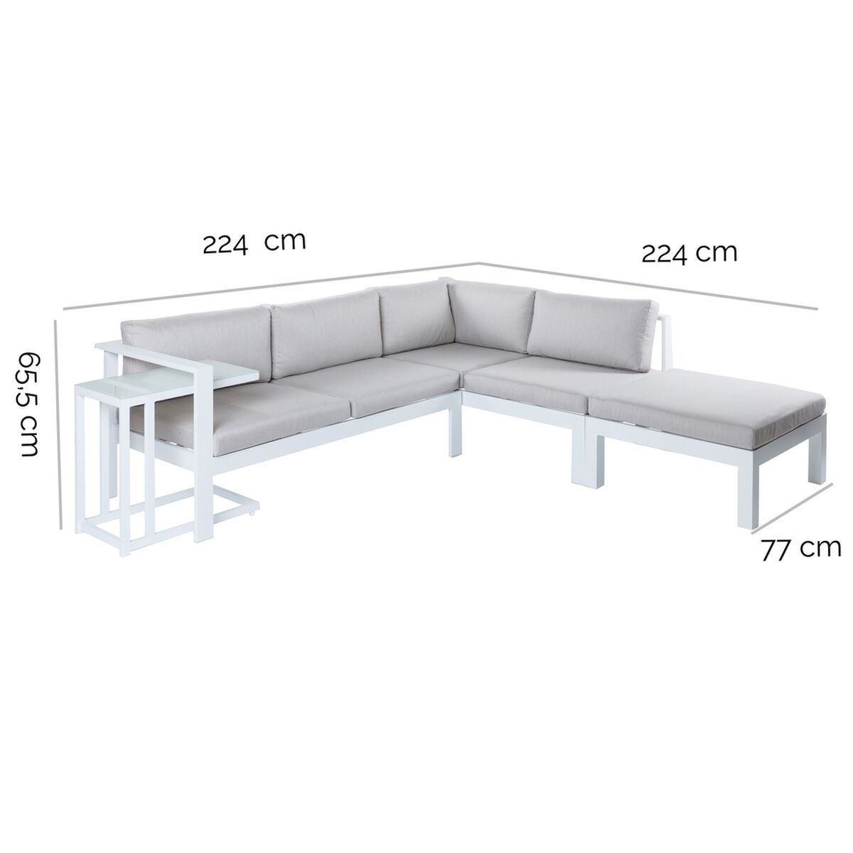 Садовый диван Agnes Белый Уголок 224 x 224 x 65,5 cm Алюминий-2