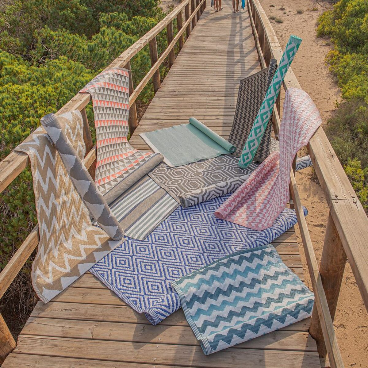 Covor stradal Andros Alb Verde Polipropilenă-4