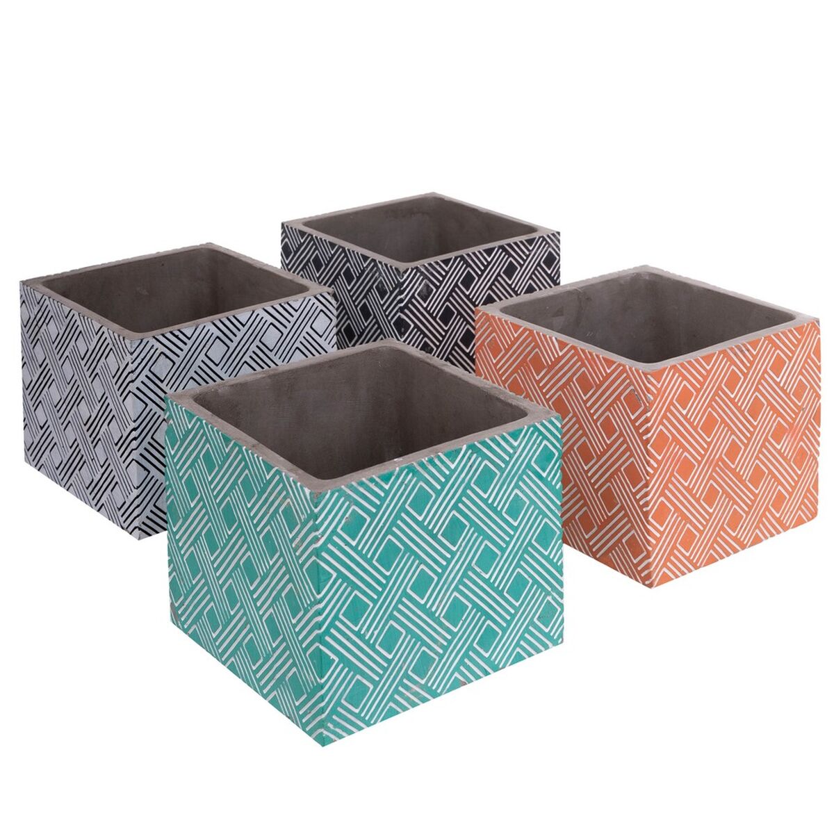 Set of Kashpo Fiore Cement Square 14 x 14 x 12 cm (4 pieces)