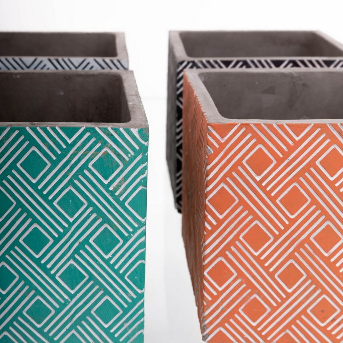 Набор кашпо Fiore Цемент Квадратный 14 x 14 x 12 cm (4 штук)-4