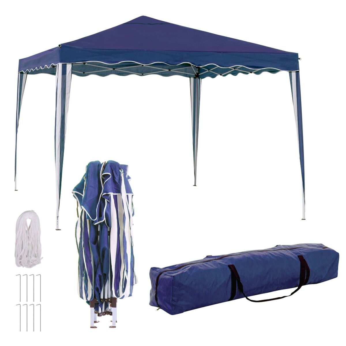Pergola Acciaio 300 x 300 x 250 cm Blu-2