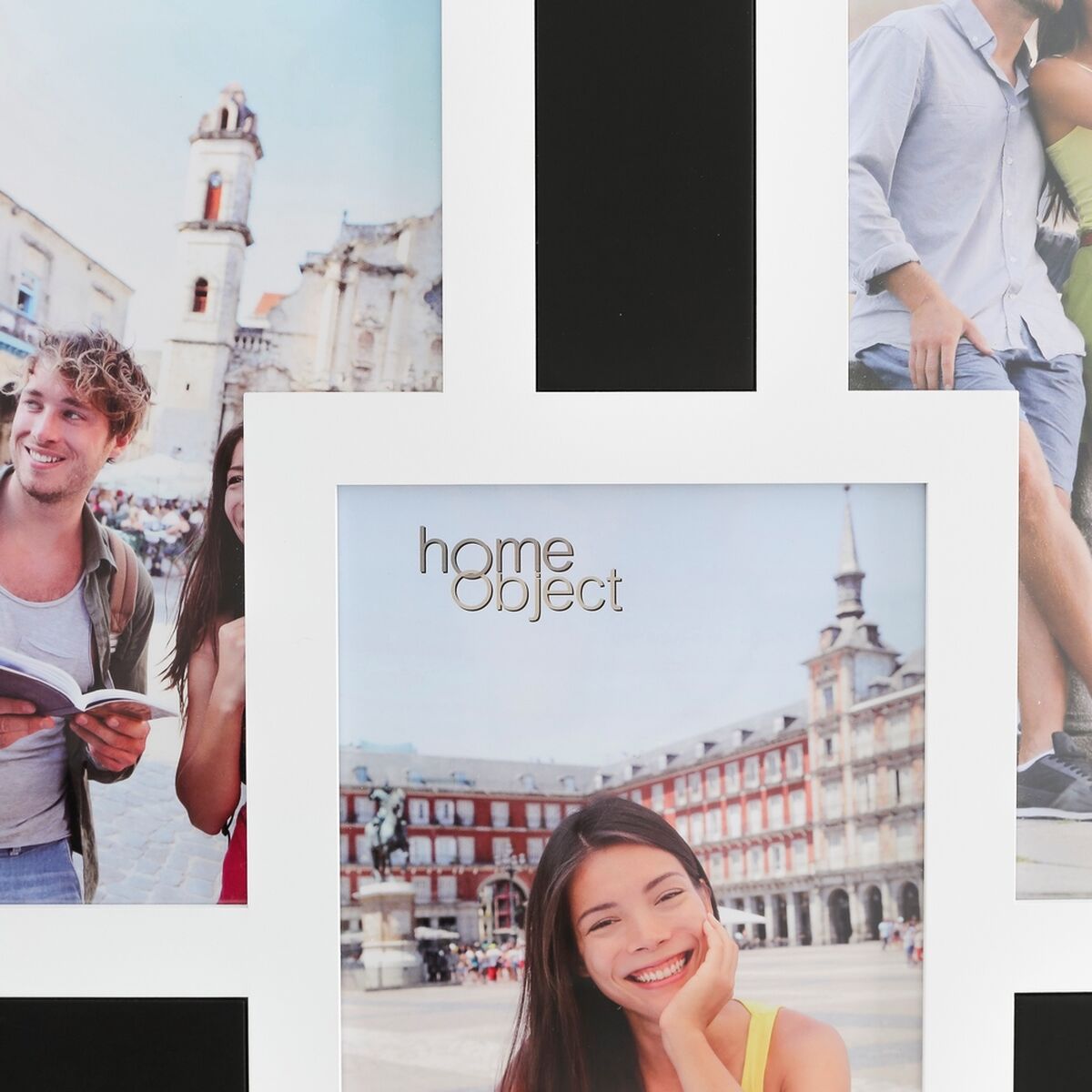 Фото рамка 62 x 1,2 x 42 cm Стеклянный Чёрный Белый DMF-2