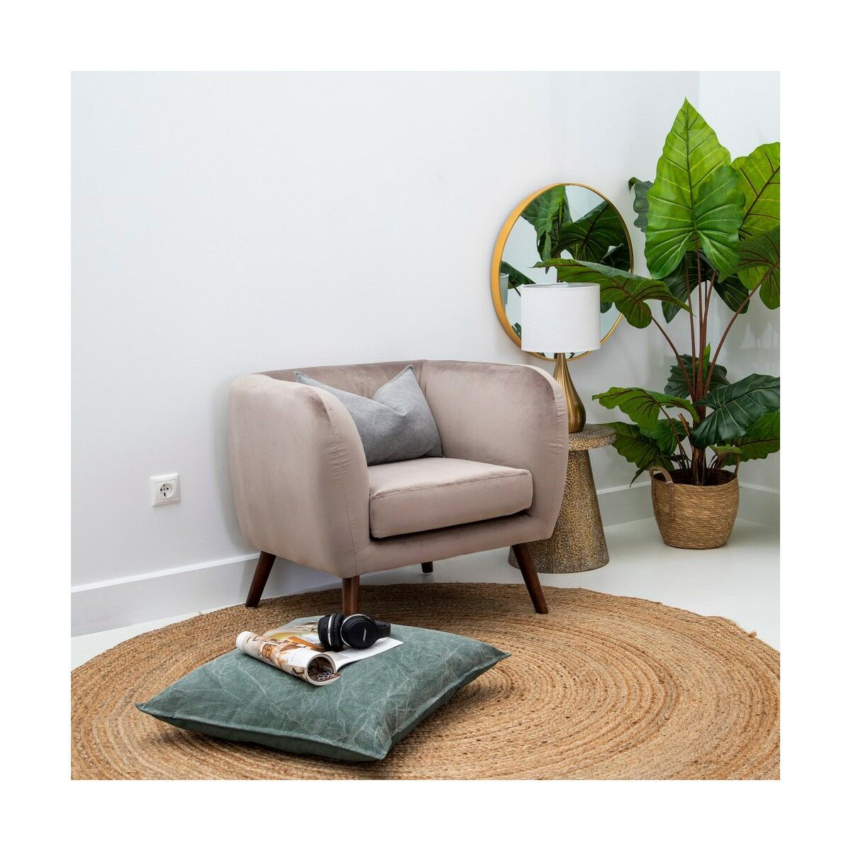 Кресло 81 x 73 x 70 cm Синтетическая ткань Деревянный Бежевый-2