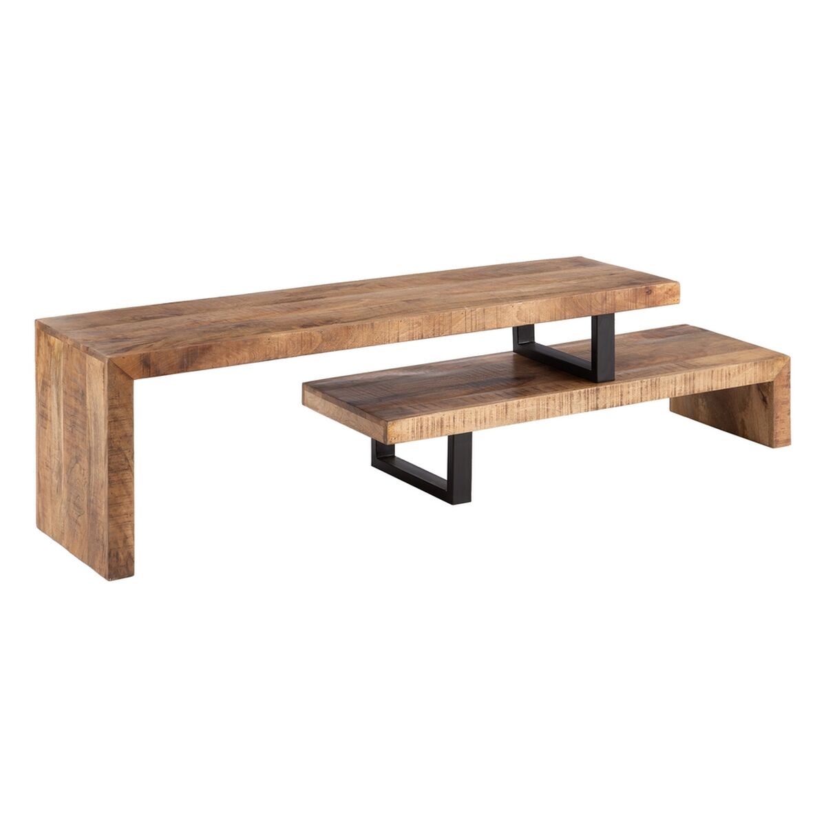 Dispositivo AVA Hierro de madera negro natural 140 x 40 x 46 cm
