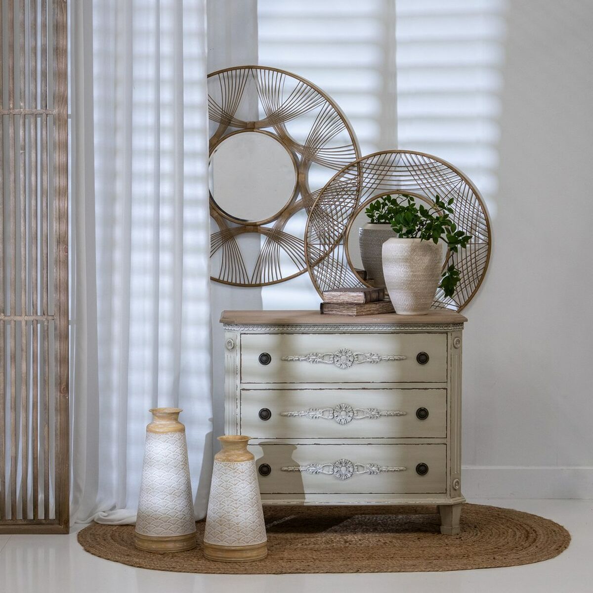 Кувшин 22 x 22 x 49,5 cm Натуральный Металл Белый-4