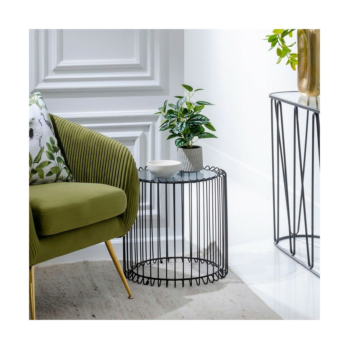 Вспомогательный стол Стеклянный Чёрный Металл 45 x 45 x 45 cm-6