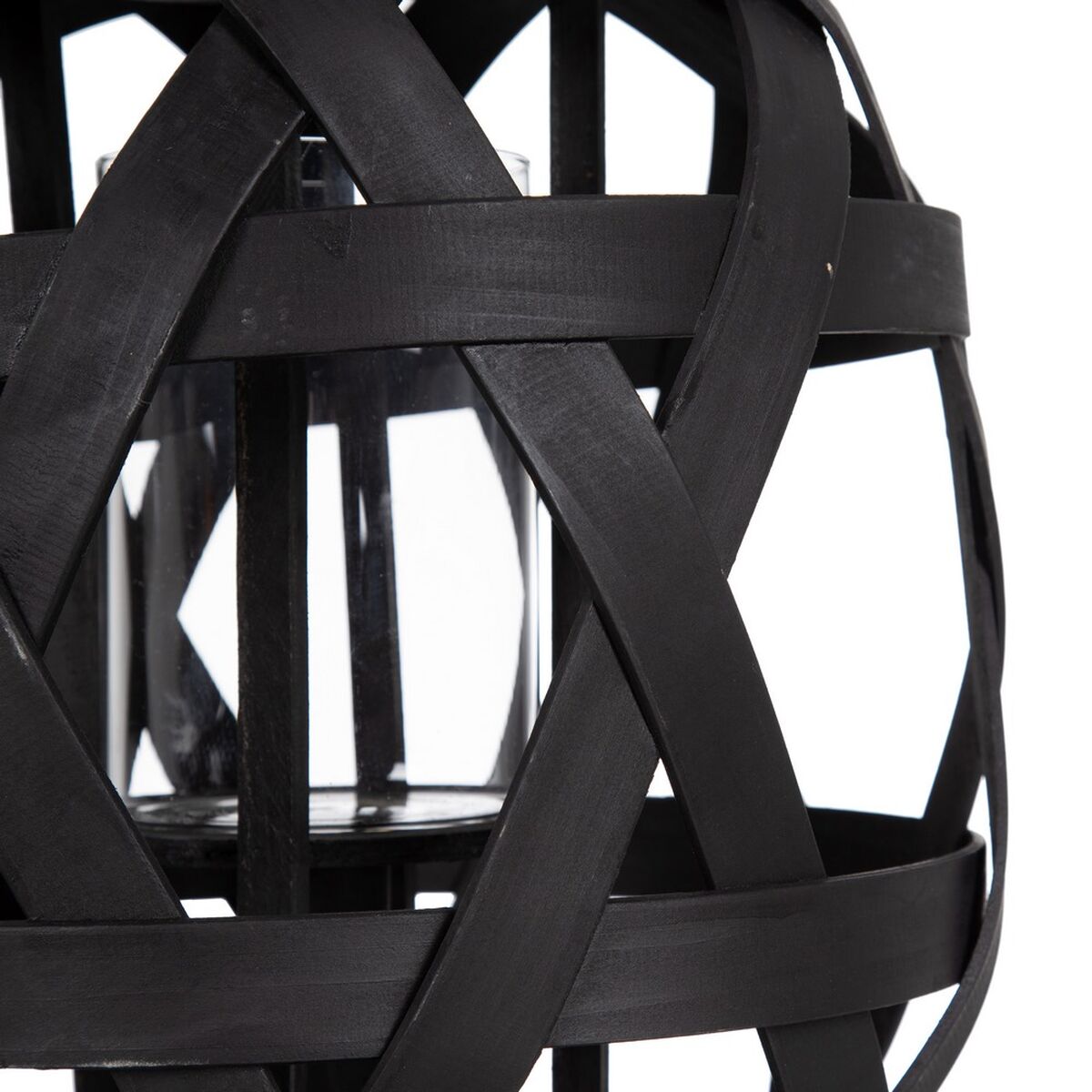 Lanterna 29 x 29 x 37 cm Candelabro Preto Bambu-4