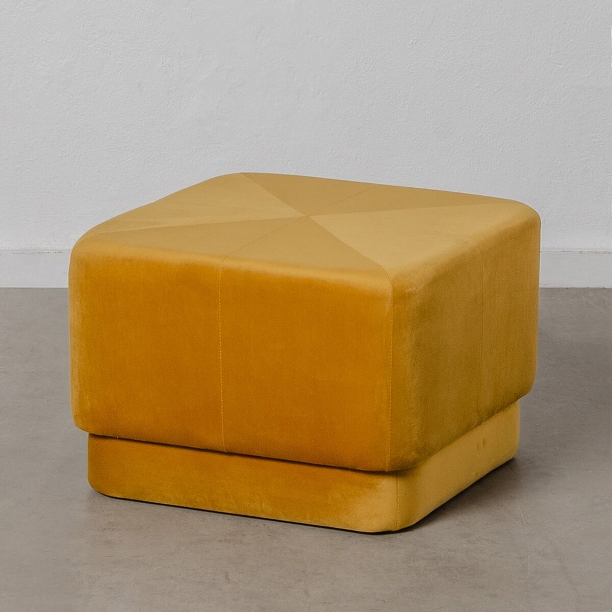 Пуф Синтетическая ткань Деревянный Охра 60 x 60 x 40 cm-2