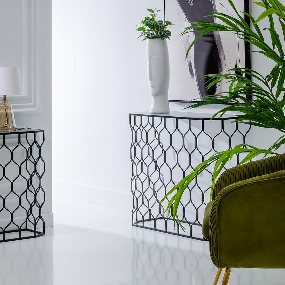 Мебель для прихожей Стеклянный Чёрный Металл (2 штук)-8