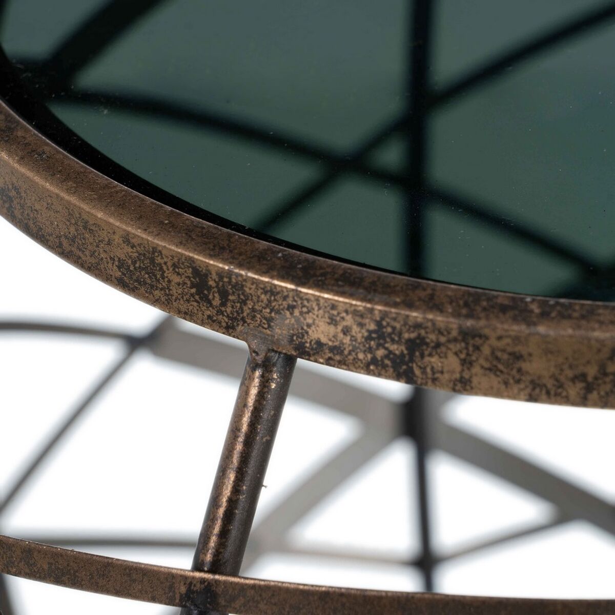 Вспомогательный стол 42 x 42 x 40 cm Стеклянный Серый Позолоченный Металл-4