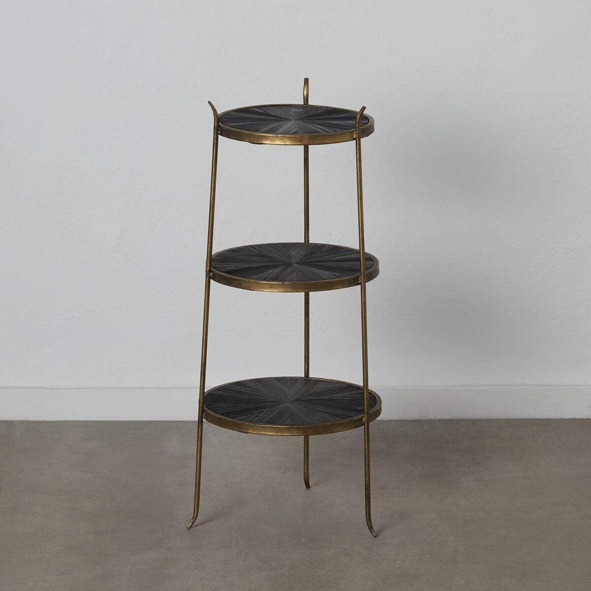 Полка 37,5 x 39 x 89,4 cm Чёрный Позолоченный Металл Деревянный-2