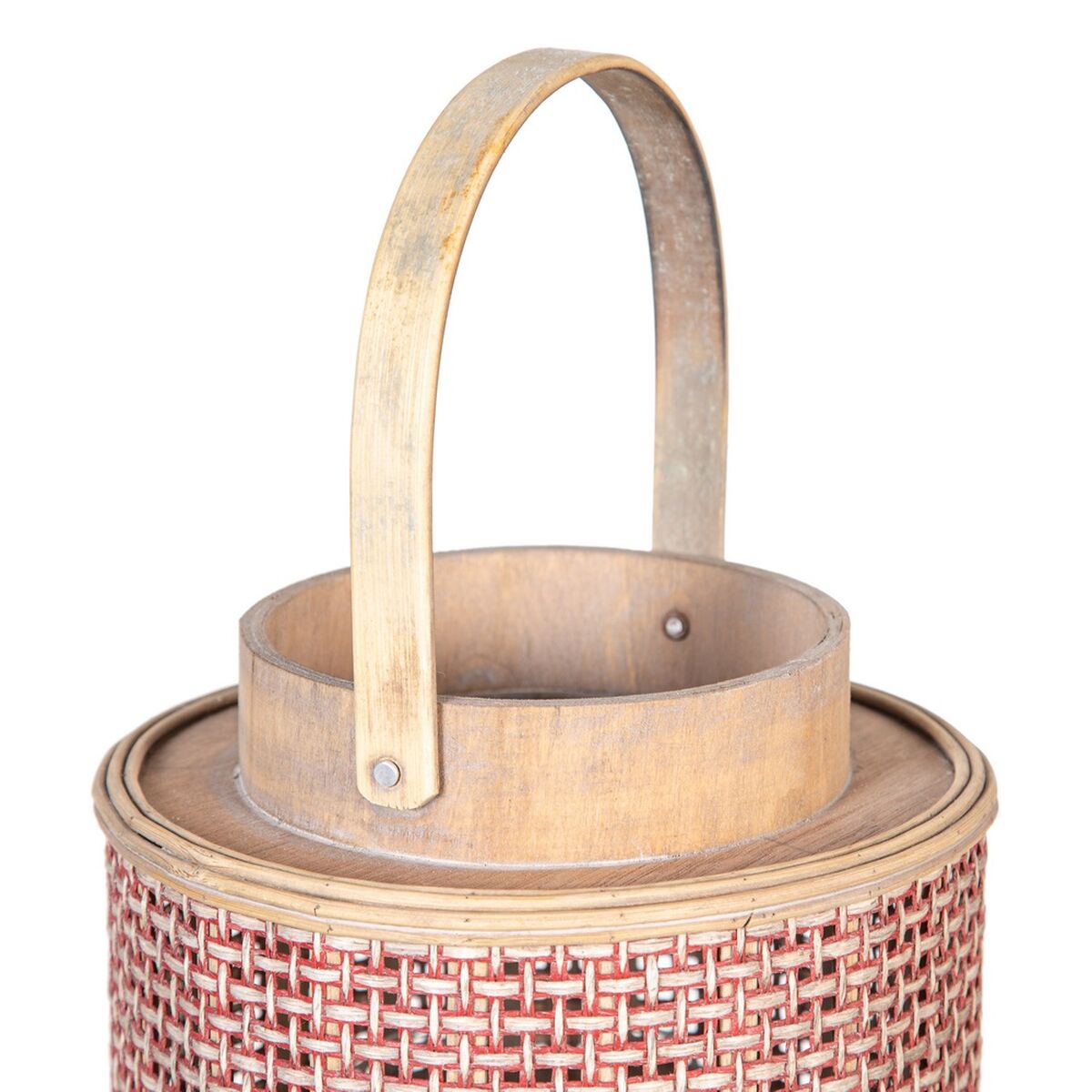 Lanterna 20,5 x 20,5 x 29 cm Candelabro Castanho Fibra Natural-6