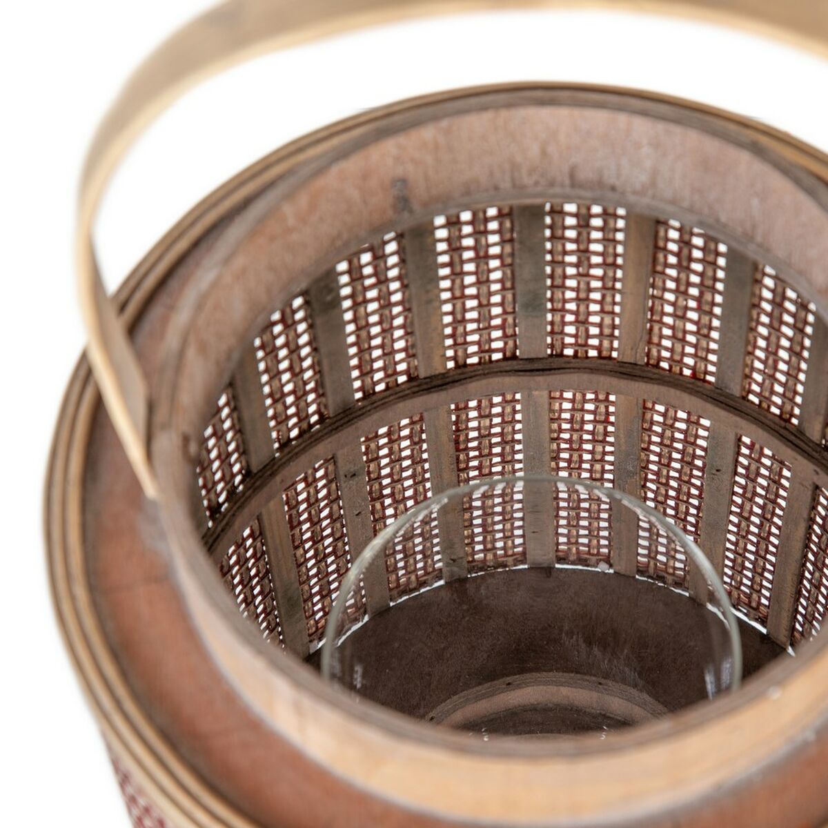 Фонарь 26 x 26 x 34,5 cm Подсвечник Коричневый Натуральное волокно-4