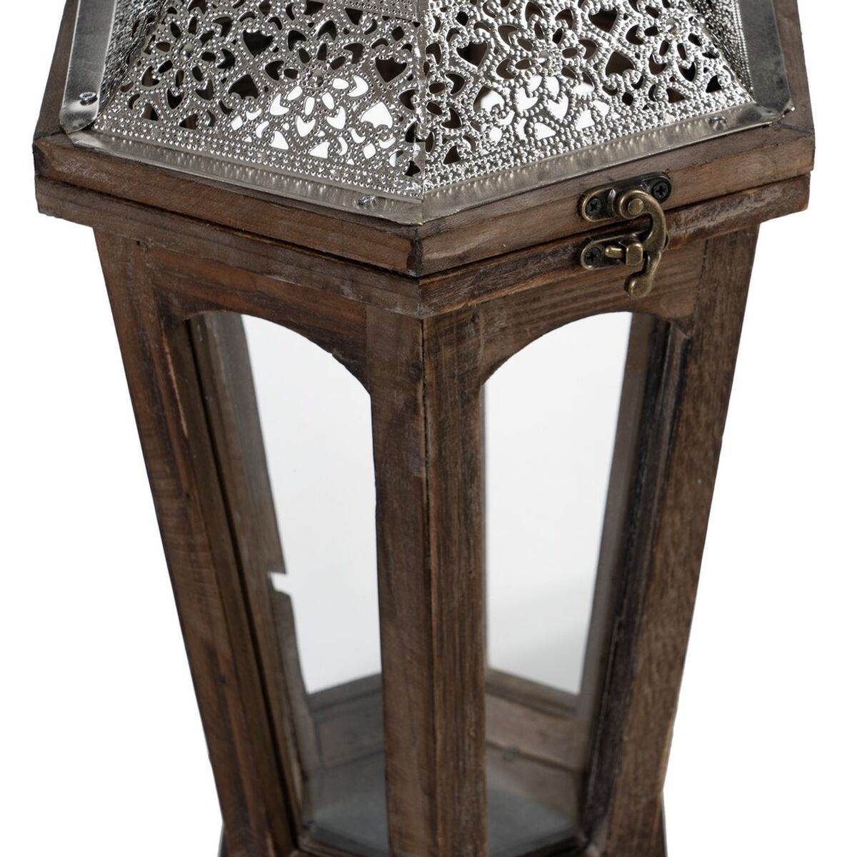 فانوس 32 x 28 x 60 سم Candlestick Brown Silver Fir Wood (قطع 2)-3