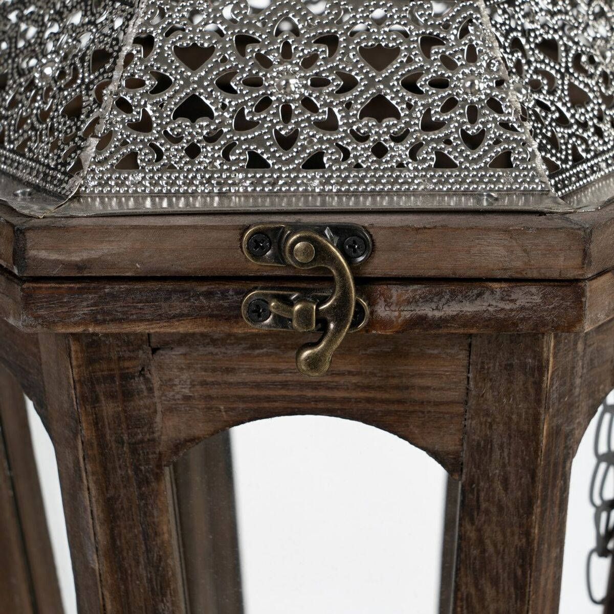 فانوس 32 x 28 x 60 سم Candlestick Brown Silver Fir Wood (قطع 2)-4