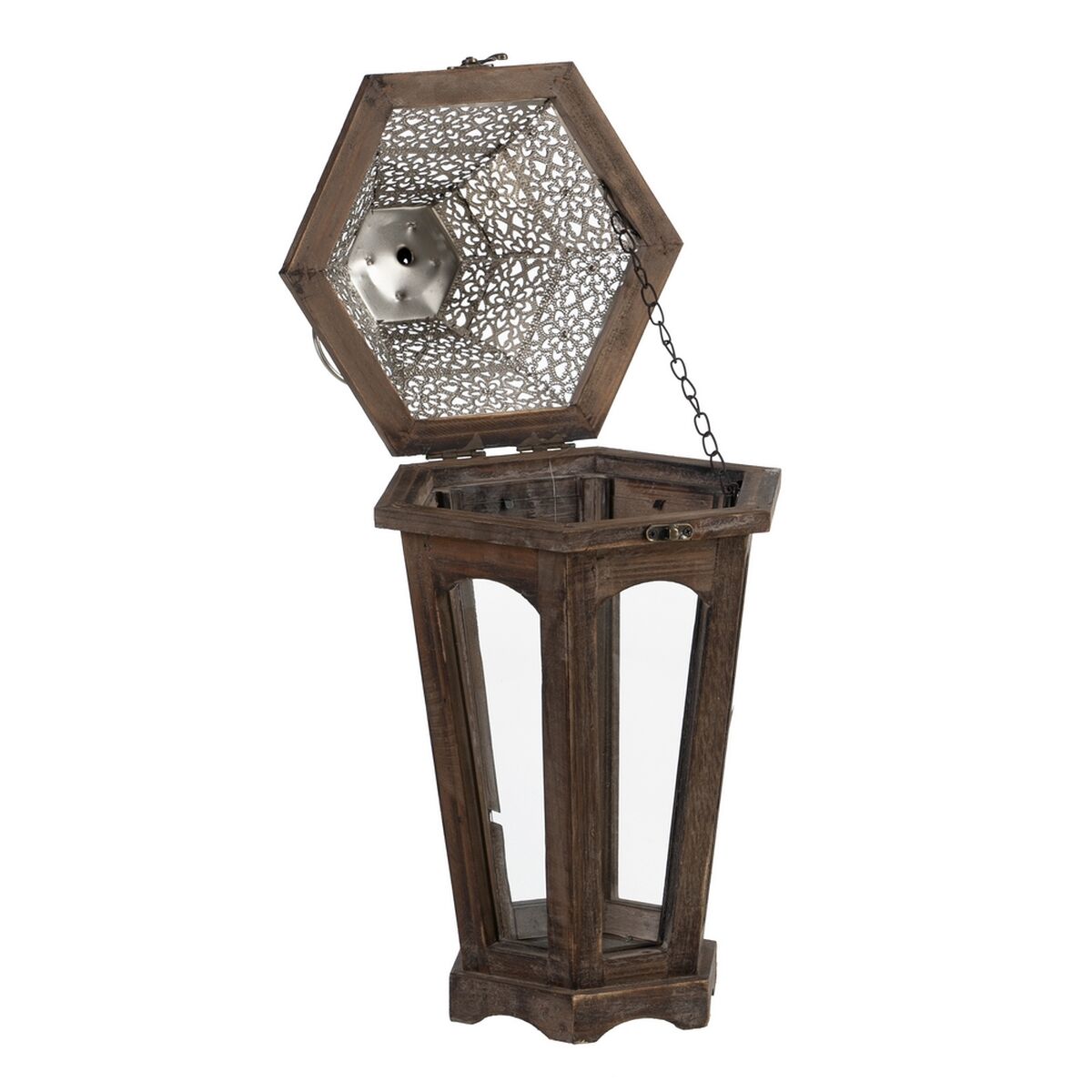 فانوس 32 x 28 x 60 سم Candlestick Brown Silver Fir Wood (قطع 2)-6