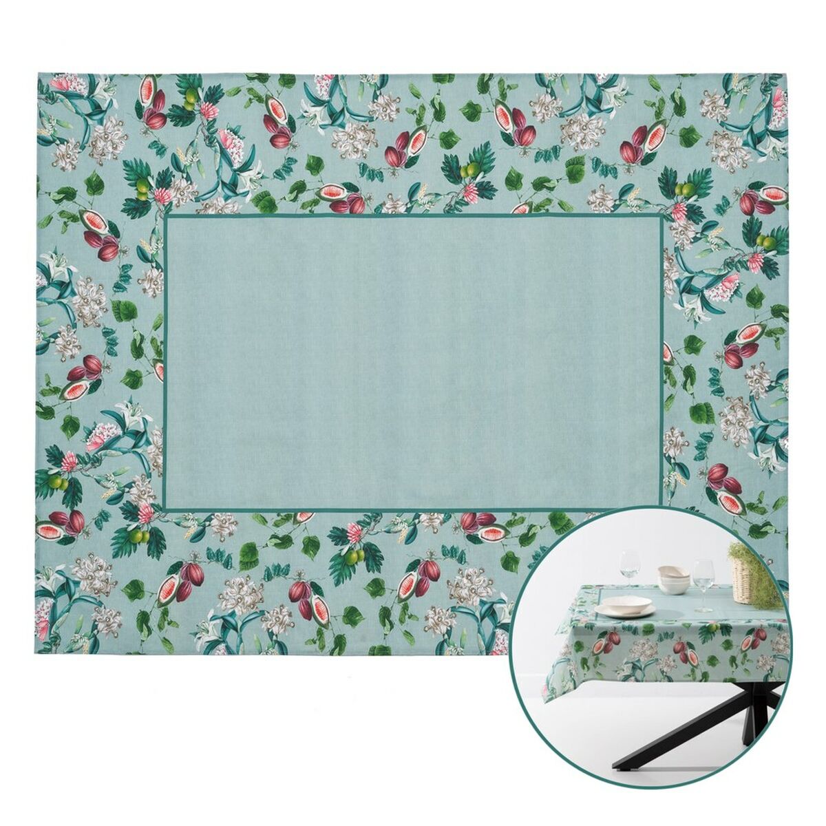 Скатерть бирюзовый полиэстер 100 % хлопок 140 x 200 cm-7